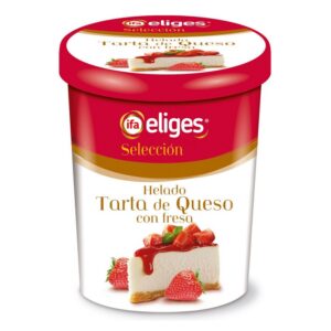 Helado tarta de queso con fresa