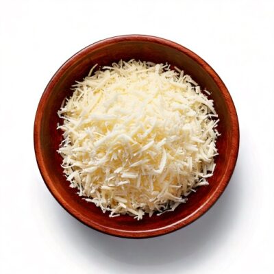 Firefly bol con queso mozzarella rallado sobre fondo blanco 23189